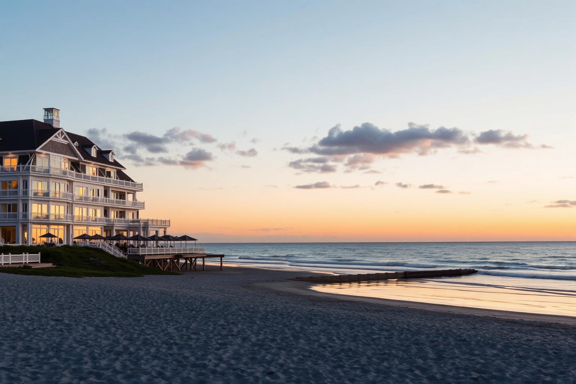 Elegante Strandarchitektur am Timmendorfer Strand bei Sonnenuntergang
